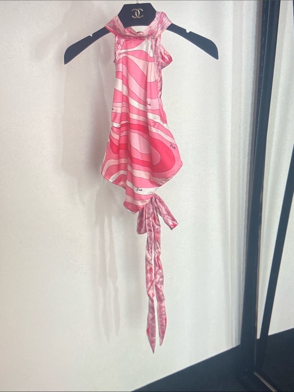 Emilio Pucci Pink & White Printed Scarf Halter Dress Beach Cover Up